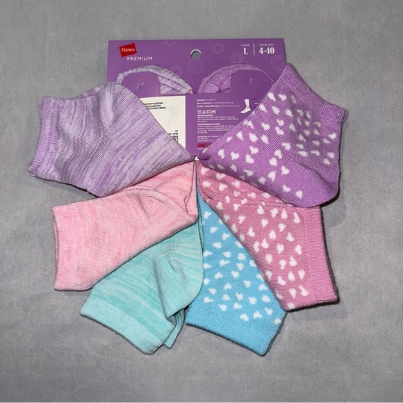 Hanes Pure Comfort Ankle Socks - Blue and Pink 6 Pairs - Picture 3 of 7